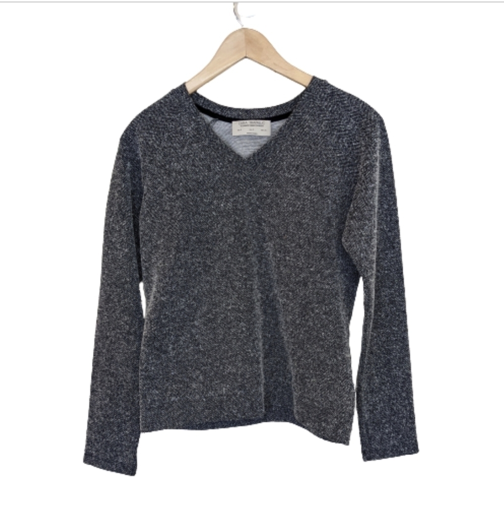 4/$25! Zara Trafaluc Black & White Marled Long Sleeve Top - Sz S